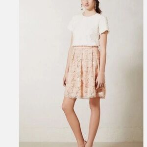 Eva Franco Floral A-Line Skirt in Peach and Cream